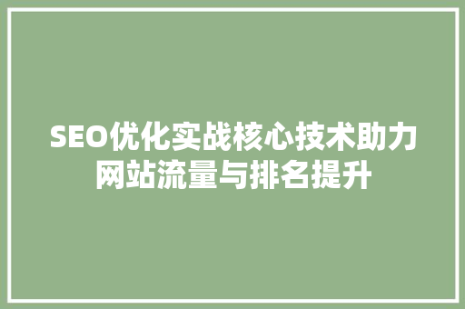 SEO优化实战核心技术助力网站流量与排名提升