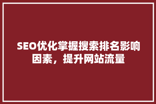 SEO优化掌握搜索排名影响因素，提升网站流量  第1张
