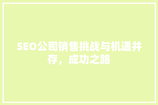 SEO公司销售挑战与机遇并存，成功之路