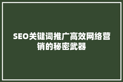 SEO关键词推广高效网络营销的秘密武器  第1张