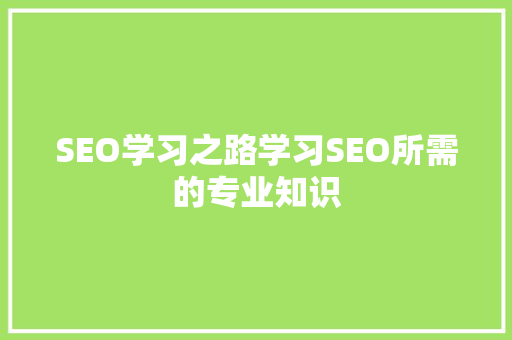SEO学习之路学习SEO所需的专业知识