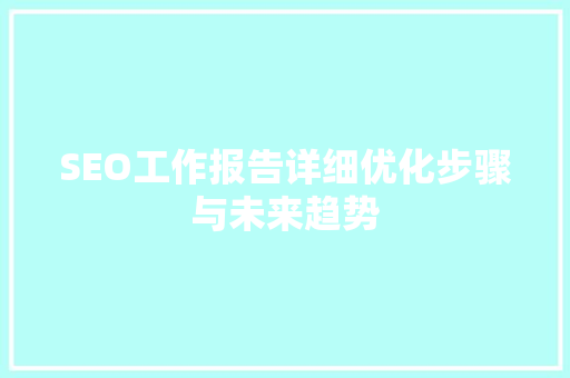 SEO工作报告详细优化步骤与未来趋势