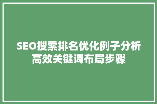 SEO搜索排名优化例子分析高效关键词布局步骤