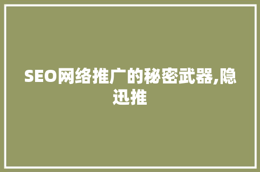 SEO网络推广的秘密武器,隐迅推
