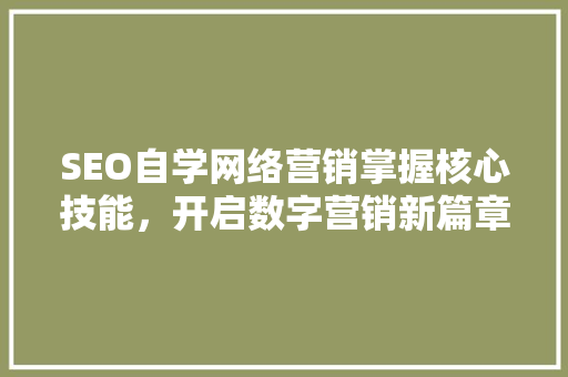 SEO自学网络营销掌握核心技能，开启数字营销新篇章