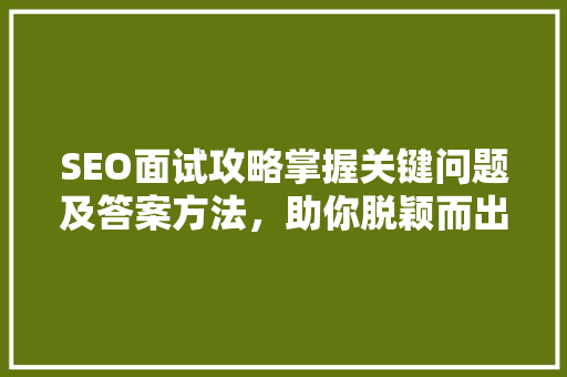 SEO面试攻略掌握关键问题及答案方法，助你脱颖而出