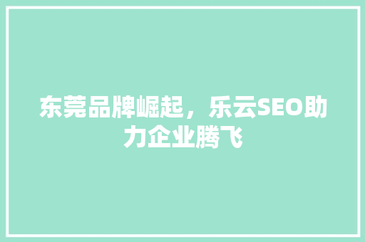 东莞品牌崛起，乐云SEO助力企业腾飞