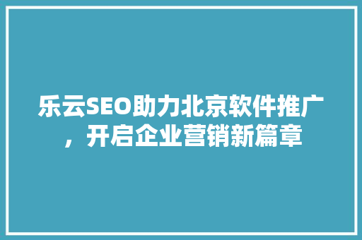 乐云SEO助力北京软件推广，开启企业营销新篇章