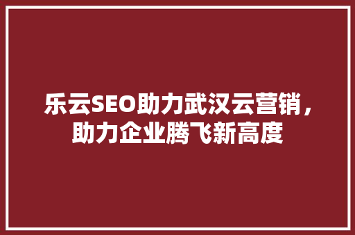 乐云SEO助力武汉云营销，助力企业腾飞新高度