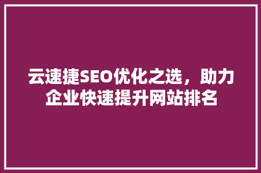 云速捷SEO优化之选，助力企业快速提升网站排名