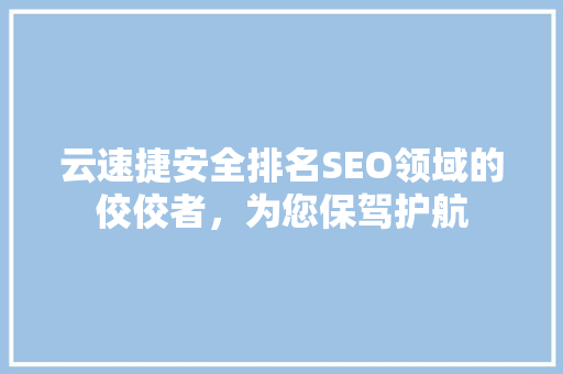 云速捷安全排名SEO领域的佼佼者，为您保驾护航