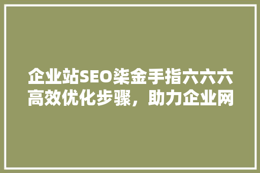 企业站SEO柒金手指六六六高效优化步骤，助力企业网站腾飞