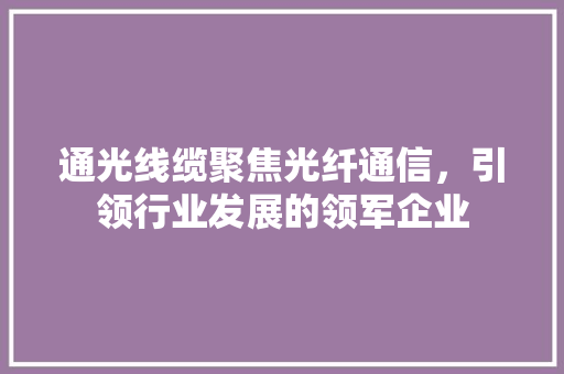 通光线缆聚焦光纤通信，引领行业发展的领军企业