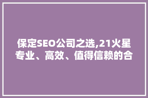 保定SEO公司之选,21火星专业、高效、值得信赖的合作伙伴