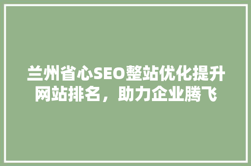 兰州省心SEO整站优化提升网站排名，助力企业腾飞