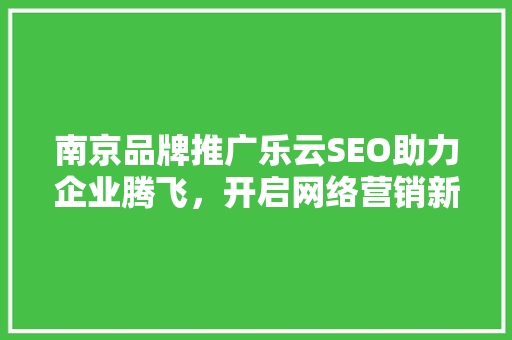 南京品牌推广乐云SEO助力企业腾飞，开启网络营销新篇章