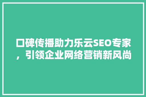 口碑传播助力乐云SEO专家，引领企业网络营销新风尚