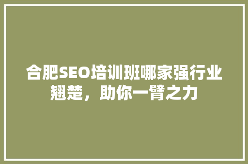 合肥SEO培训班哪家强行业翘楚，助你一臂之力