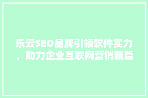 乐云SEO品牌引领软件实力，助力企业互联网营销新篇章