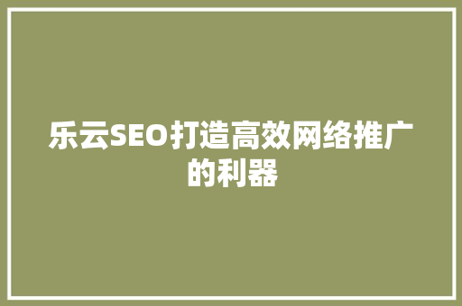 乐云SEO打造高效网络推广的利器