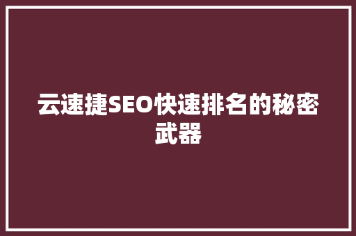 云速捷SEO快速排名的秘密武器