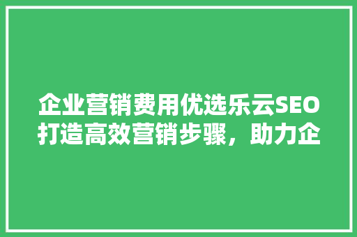 企业营销费用优选乐云SEO打造高效营销步骤，助力企业腾飞