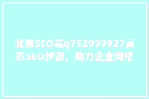 北京SEO嘉q752999927高效SEO步骤，助力企业网络营销腾飞
