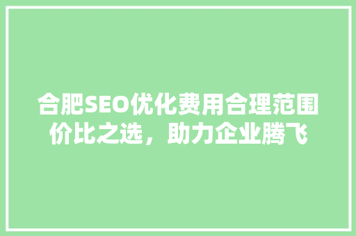 合肥SEO优化费用合理范围价比之选，助力企业腾飞