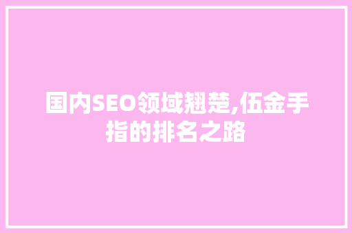 国内SEO领域翘楚,伍金手指的排名之路