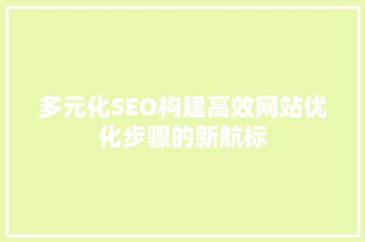 多元化SEO构建高效网站优化步骤的新航标