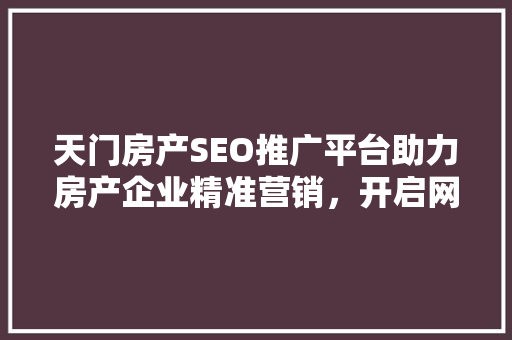 天门房产SEO推广平台助力房产企业精准营销，开启网络营销新篇章