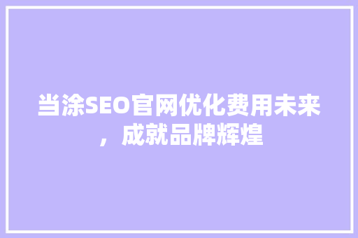 当涂SEO官网优化费用未来，成就品牌辉煌