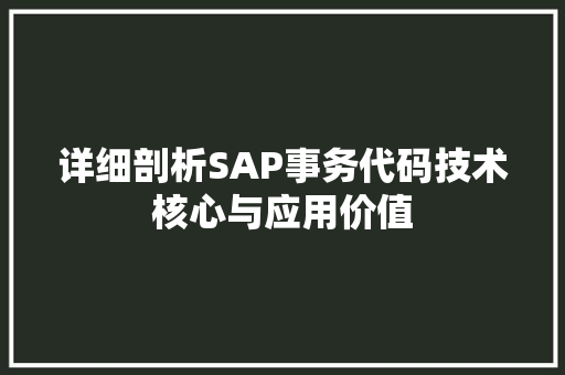 详细剖析SAP事务代码技术核心与应用价值
