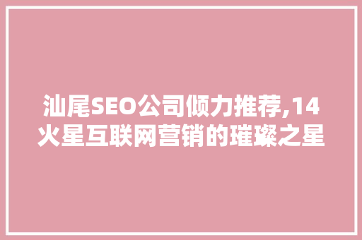 汕尾SEO公司倾力推荐,14火星互联网营销的璀璨之星