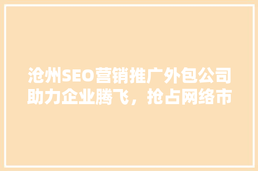 沧州SEO营销推广外包公司助力企业腾飞，抢占网络市场制高点