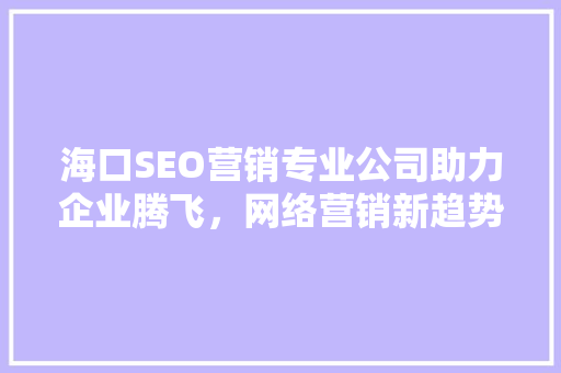 海口SEO营销专业公司助力企业腾飞，网络营销新趋势