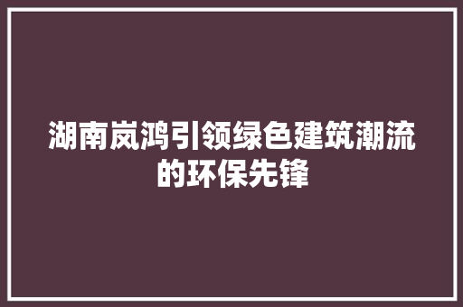 湖南岚鸿引领绿色建筑潮流的环保先锋  第1张