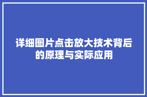 详细图片点击放大技术背后的原理与实际应用