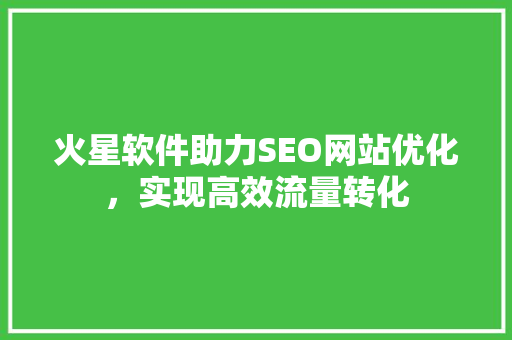 火星软件助力SEO网站优化，实现高效流量转化