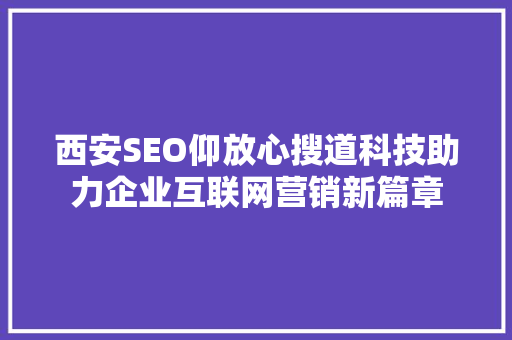 西安SEO仰放心搜道科技助力企业互联网营销新篇章