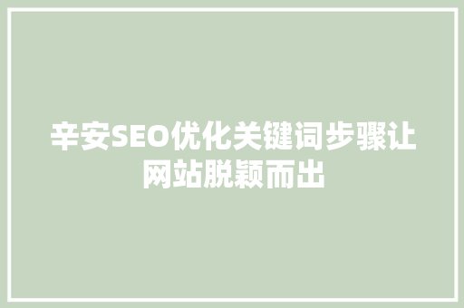 辛安SEO优化关键词步骤让网站脱颖而出