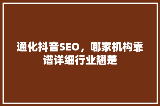 通化抖音SEO，哪家机构靠谱详细行业翘楚