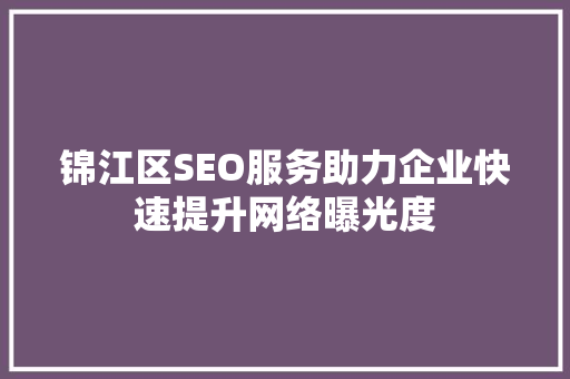 锦江区SEO服务助力企业快速提升网络曝光度