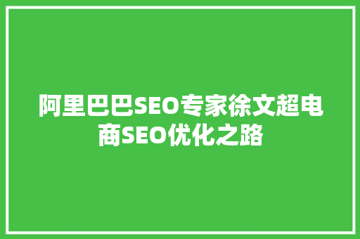 阿里巴巴SEO专家徐文超电商SEO优化之路