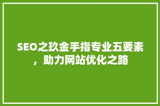 SEO之玖金手指专业五要素，助力网站优化之路