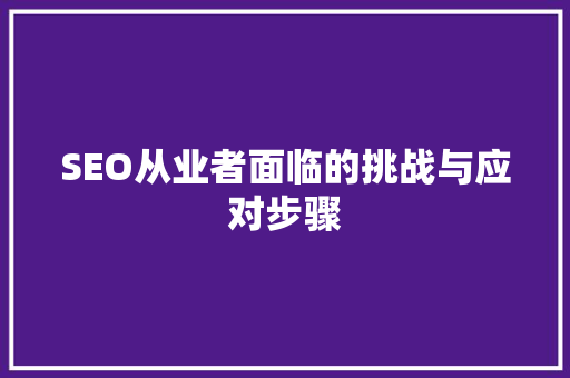 SEO从业者面临的挑战与应对步骤