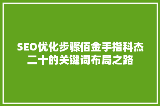 SEO优化步骤佰金手指科杰二十的关键词布局之路