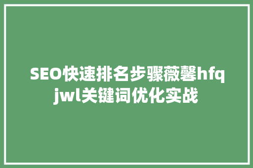 SEO快速排名步骤薇馨hfqjwl关键词优化实战