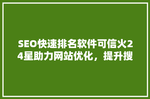 SEO快速排名软件可信火24星助力网站优化，提升搜索引擎排名