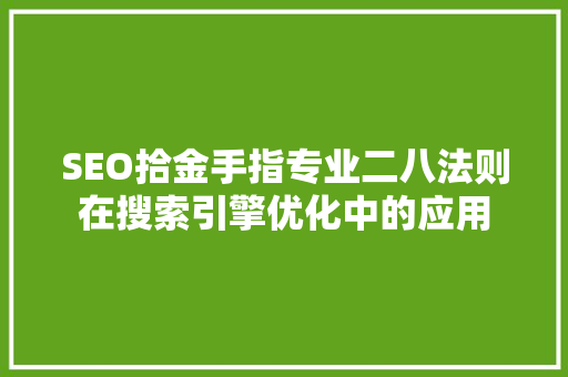 SEO拾金手指专业二八法则在搜索引擎优化中的应用